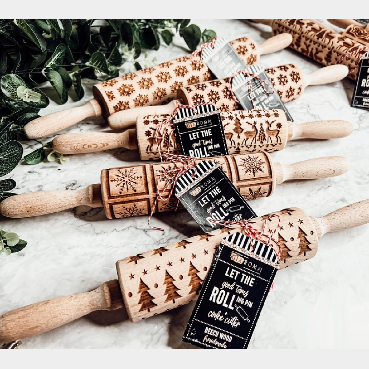 Christmas Tree Cookie Wood Rolling Pin