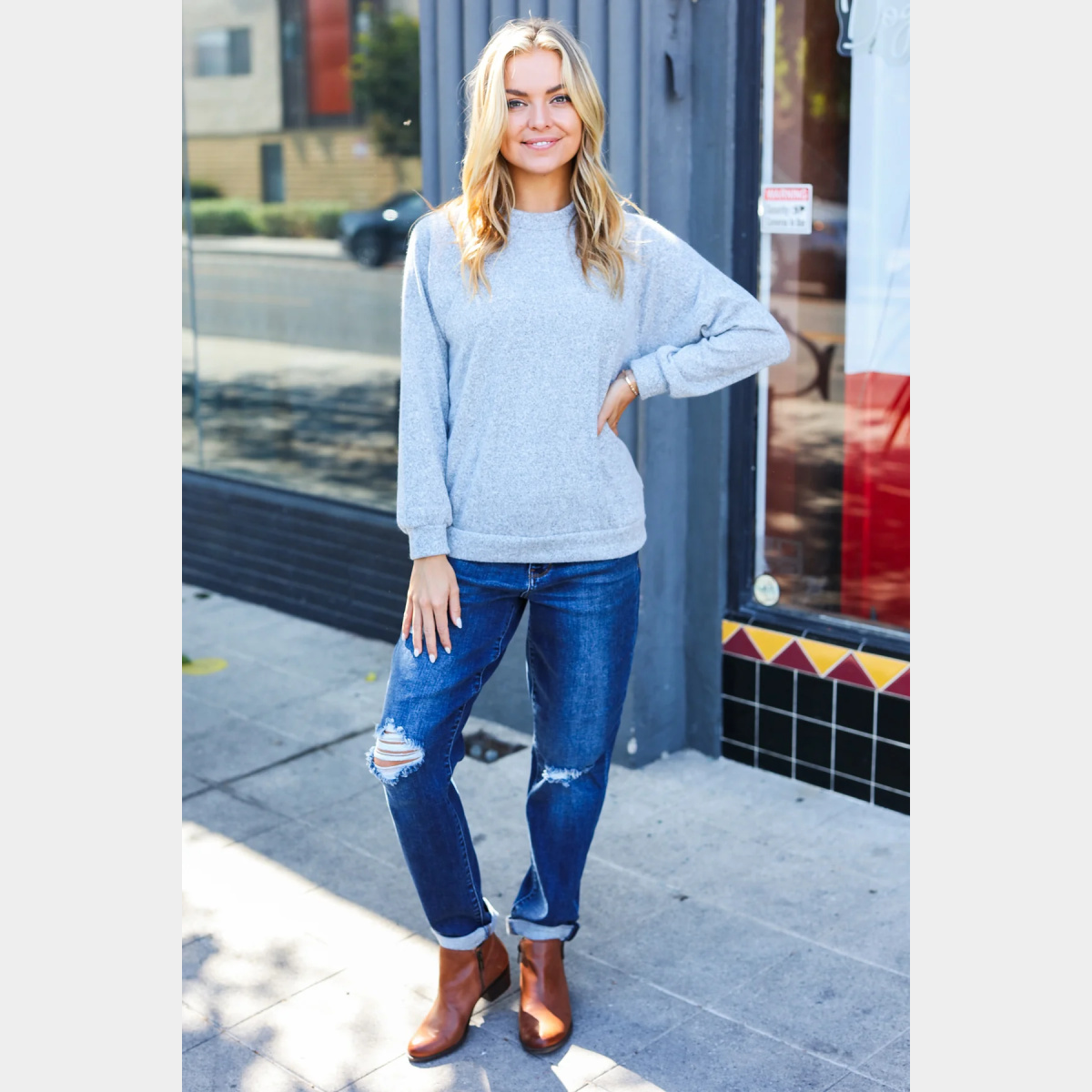 Cozy Light Grey Top - Dash Outfitters