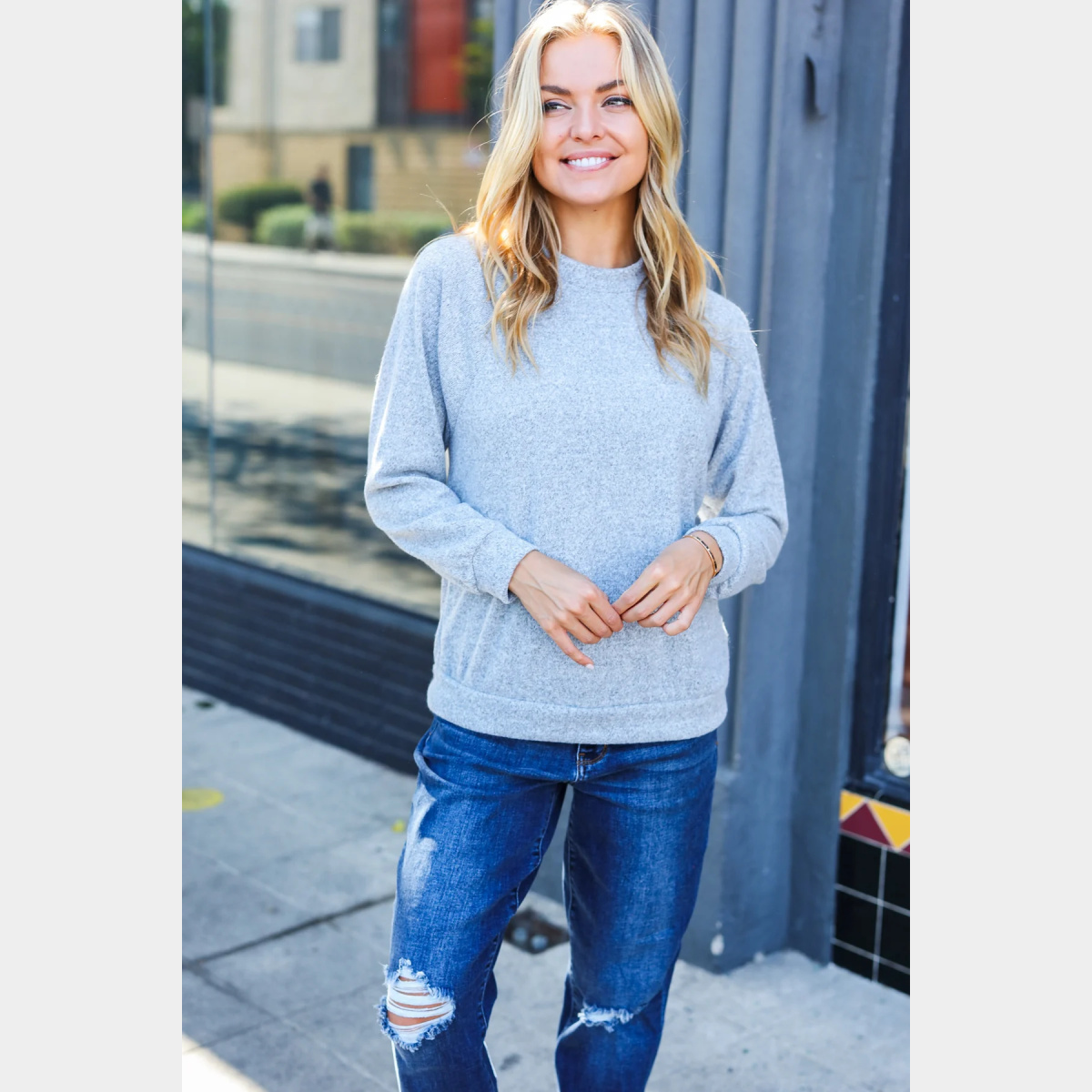 Cozy Light Grey Top - Dash Outfitters