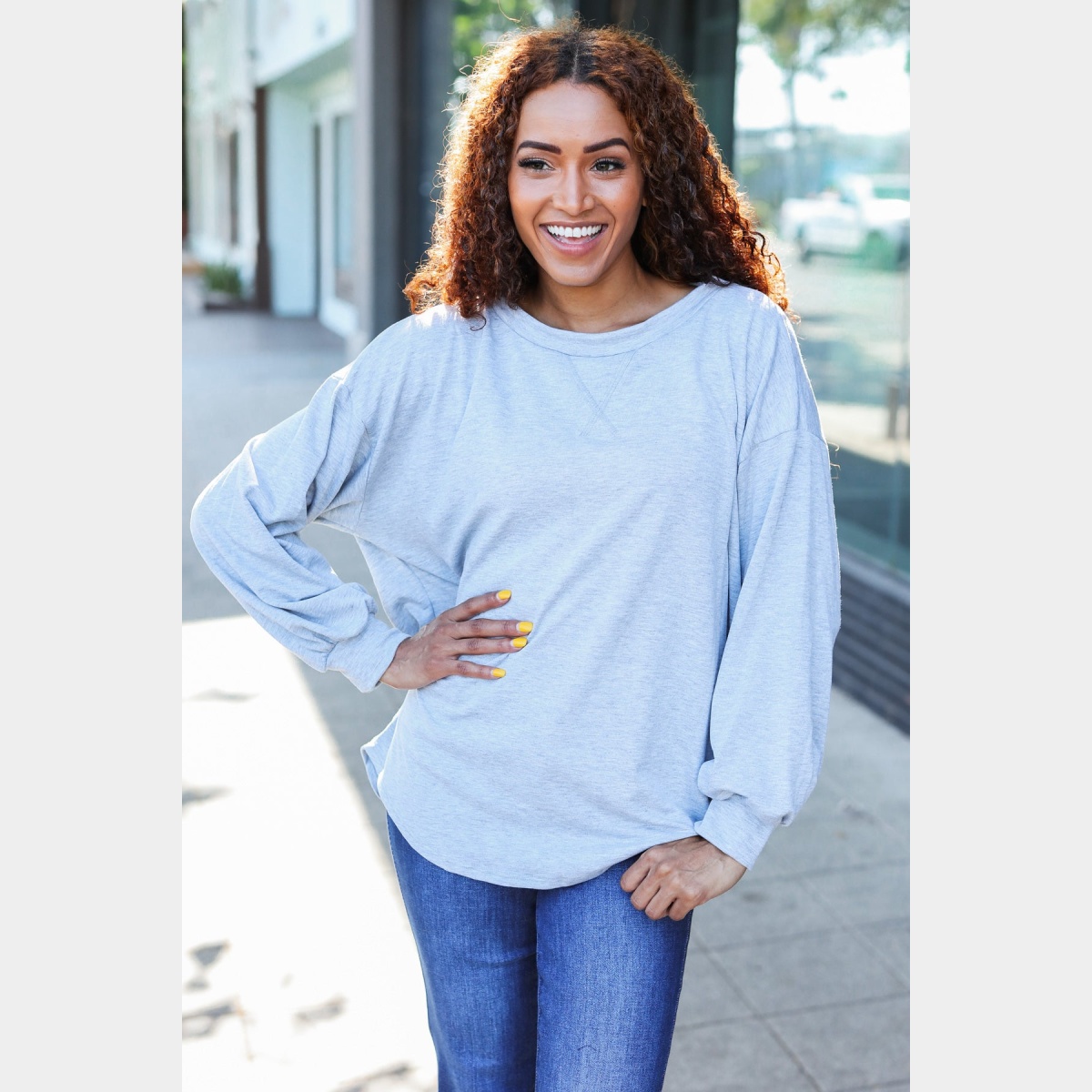 Heather Grey French Terry Sweater - Dash Outfitters