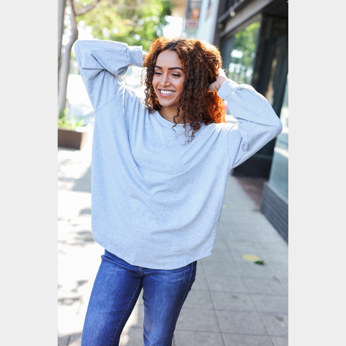 Heather Grey French Terry Sweater - Dash Outfitters