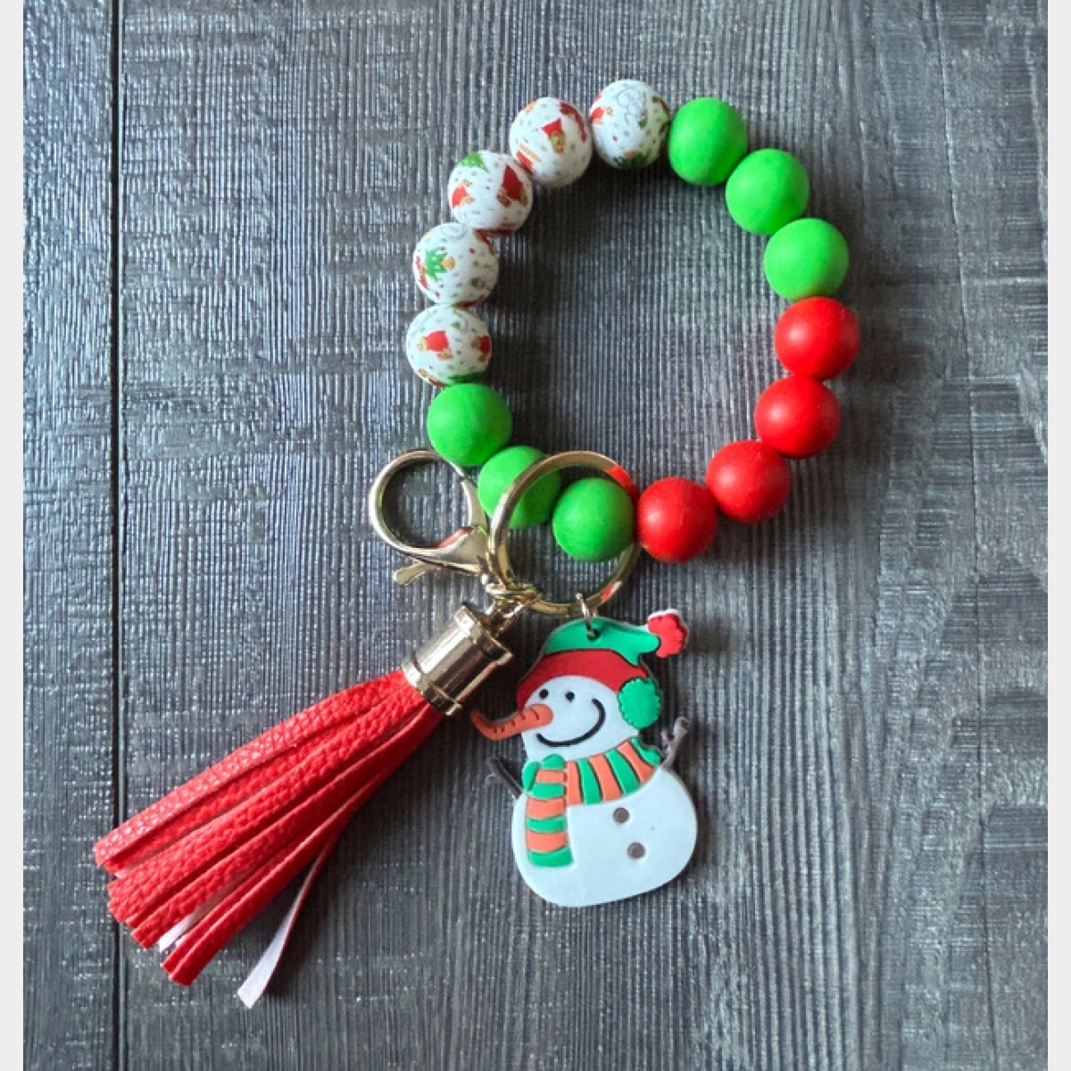 Snowman - Christmas Silicone Beaded Keychain - Dash Outfitters