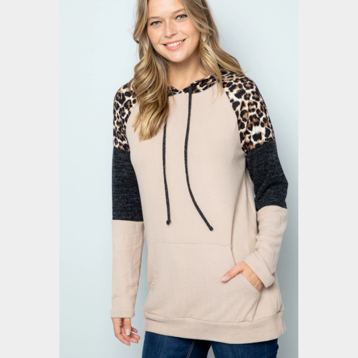 Taupe Perfect Color Block Hoodie