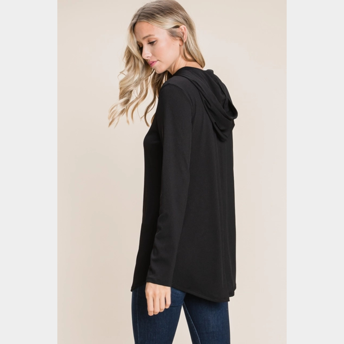 Casual Rib Hooded Top