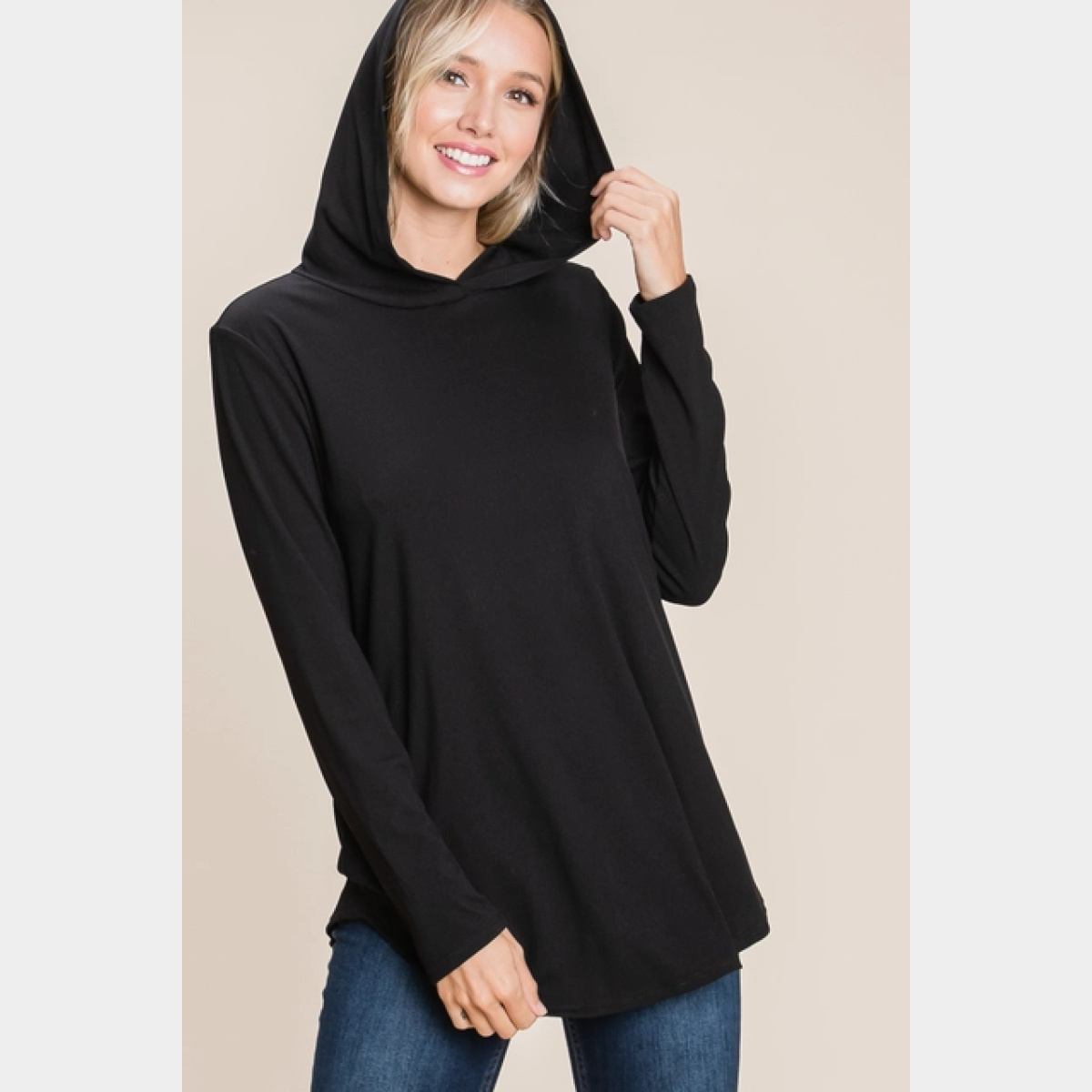 Casual Rib Hooded Top