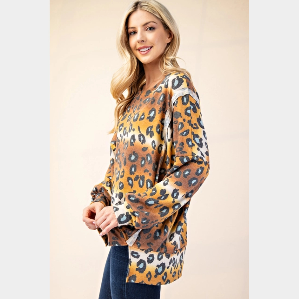 Leopard Oversized Crewneck Pullover