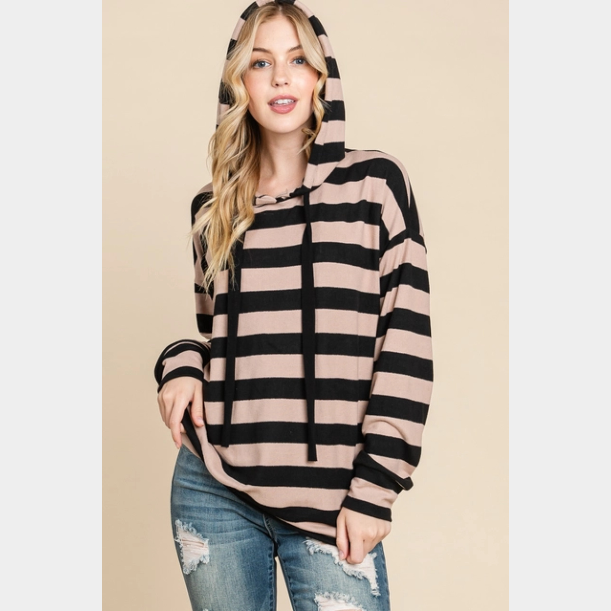 Striped Knit Hoodie