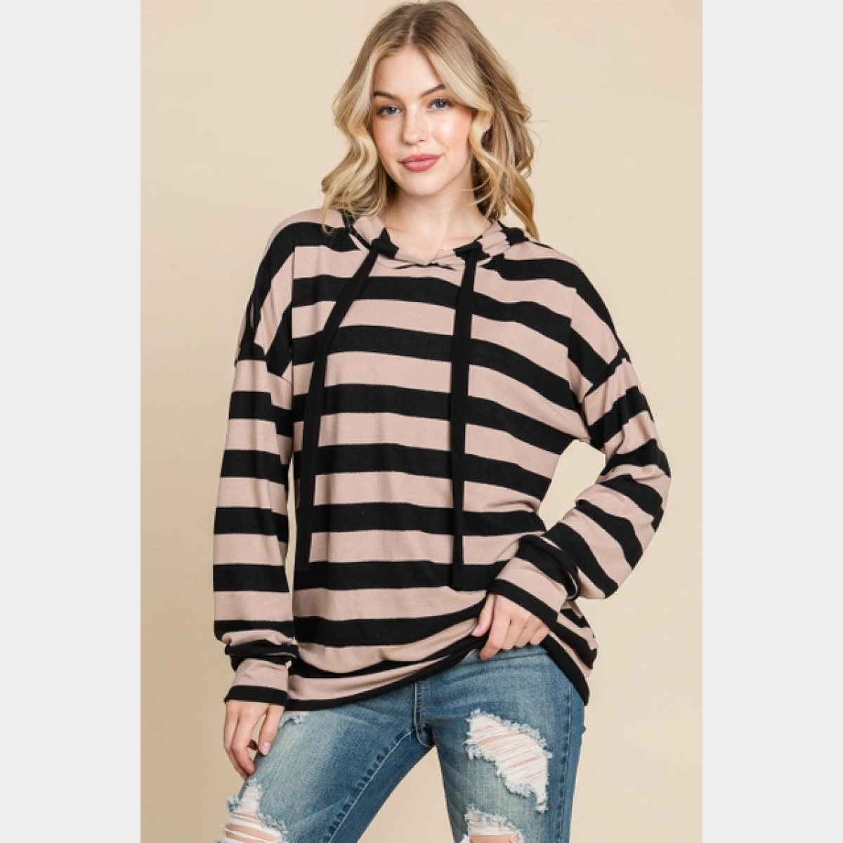 Striped Knit Hoodie