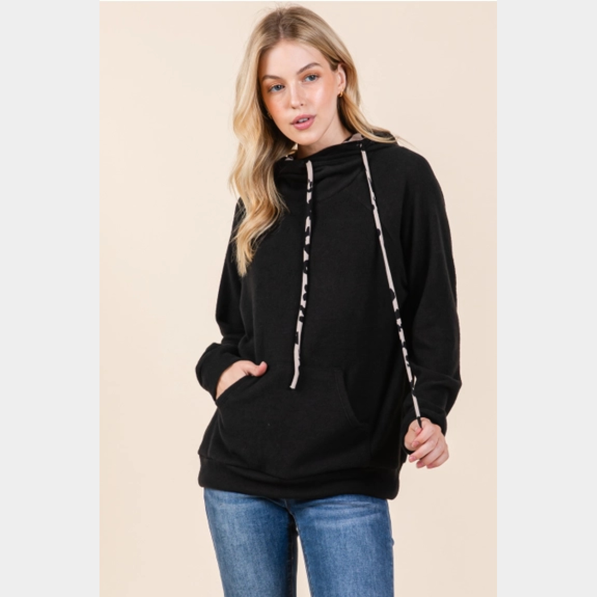 Solid Long-Sleeve Knit Hoodie