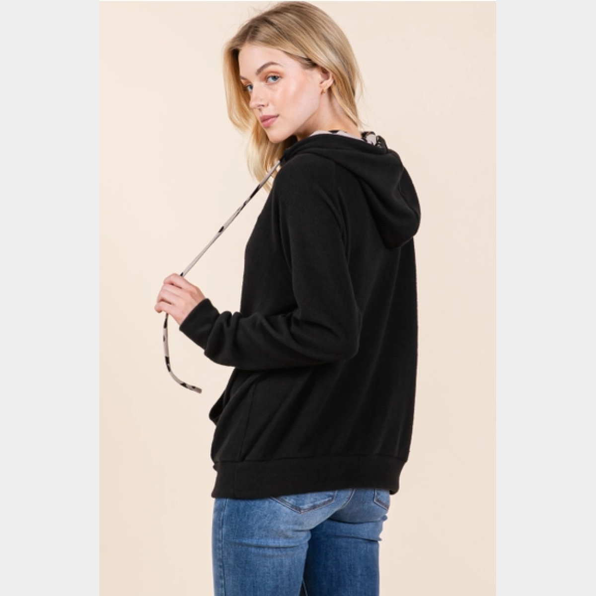 Solid Long-Sleeve Knit Hoodie